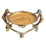 DR - Vintage Art Nouveau Centerpiece Bowl With Twin Female Figures On Ornate Stand