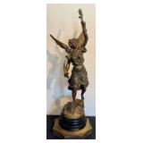 DR - Richesse Par Bessonnes - Antique French Cast Metal Angel Sculpture