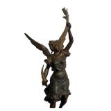 DR - Richesse Par Bessonnes - Antique French Cast Metal Angel Sculpture