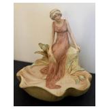 DR - Royal Dux Bohemia Spill Vase with Maiden - Art Nouveau Porcelain