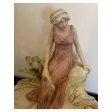 DR - Royal Dux Bohemia Spill Vase with Maiden - Art Nouveau Porcelain