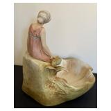 DR - Royal Dux Bohemia Spill Vase with Maiden - Art Nouveau Porcelain