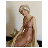 DR - Royal Dux Bohemia Spill Vase with Maiden - Art Nouveau Porcelain