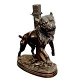 DR - LECOURTIER Bulldog Sculpture - Antique French Dog