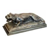 DR - Henry 1940-41 Lion Sculpture - Vintage Cast Metal Desk Statue on Base