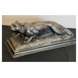 DR - Henry 1940-41 Lion Sculpture - Vintage Cast Metal Desk Statue on Base