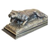 DR - Henry 1940-41 Lion Sculpture - Vintage Cast Metal Desk Statue on Base