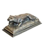 DR - Henry 1940-41 Lion Sculpture - Vintage Cast Metal Desk Statue on Base