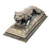 DR - Henry 1940-41 Lion Sculpture - Vintage Cast Metal Desk Statue on Base