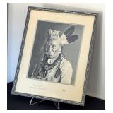 DR - Chief Weasel Tail Photo Print - Glacier National Park, Antique Framed Portrait