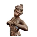 DR - Antique Emmanuel Villanis Art Nouveau Bronze Sculpture Nouveau Siècle