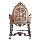 DR - Antique Spanish Revival Copper Lined Carved Walnut Humidor - 1920s