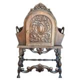 DR - Antique Spanish Revival Copper Lined Carved Walnut Humidor - 1920s