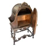 DR - Antique Spanish Revival Copper Lined Carved Walnut Humidor - 1920s