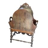 DR - Antique Spanish Revival Copper Lined Carved Walnut Humidor - 1920s