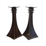 DR - Pair of Vintage Art Deco Bronze Candle Holders