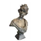 DR - Emmanuel Villanis Lucrèce Bust - Patinated Bronze Art Nouveau