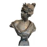 DR - Emmanuel Villanis Lucrèce Bust - Patinated Bronze Art Nouveau