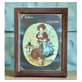 DR - Antique Old American Reverse Glass Painting Narragansett Lager Beer Art Nouveau Woman Advertisement