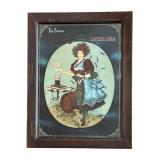DR - Antique Old American Reverse Glass Painting Narragansett Lager Beer Art Nouveau Woman Advertisement