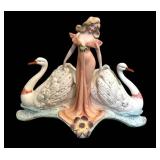 DR - Germa Antique 1890 Bisque Porcelain Planter with Swans