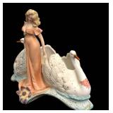 DR - Germa Antique 1890 Bisque Porcelain Planter with Swans