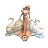 DR - Germa Antique 1890 Bisque Porcelain Planter with Swans