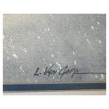 DR - L. Van Camp Watercolor - Winter Landscape, Framed