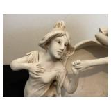 DR - Royal Dux Bohemia Antique Porcelain Figure - Two Maidens with Shell Planter