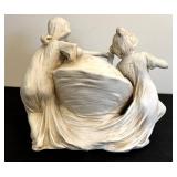DR - Royal Dux Bohemia Antique Porcelain Figure - Two Maidens with Shell Planter