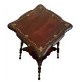 DR - Antique Parlor Table - Barley-Twist Legs, Inlaid Edge