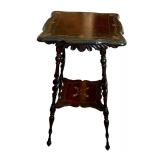DR - Antique Parlor Table - Barley-Twist Legs, Inlaid Edge