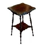 DR - Antique Parlor Table - Barley-Twist Legs, Inlaid Edge