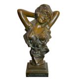 DR - La Citana Bronze Bust - 7 in High Vintage Female Figure Sculpture with Patina
