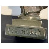 DR - La Citana Bronze Bust - 7 in High Vintage Female Figure Sculpture with Patina