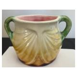 DR - Majolica Art Nouveau Face Cup, German, Double-Handled