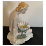 DR - Antique Karls Ens Porcelain Figurine Woman with Water Lily