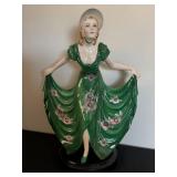 BR - Vintage Porcelain Lady Figurine - Art Deco Green Dress