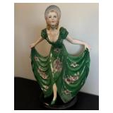 BR - Vintage Porcelain Lady Figurine - Art Deco Green Dress
