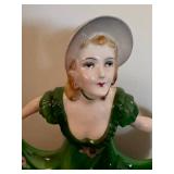 BR - Vintage Porcelain Lady Figurine - Art Deco Green Dress