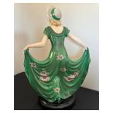 BR - Vintage Porcelain Lady Figurine - Art Deco Green Dress