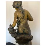 BR - Vintage Ceramic Sculpture- Female Figure on Rock