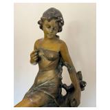 BR - Vintage Ceramic Sculpture- Female Figure on Rock