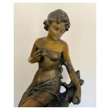 BR - Vintage Ceramic Sculpture- Female Figure on Rock