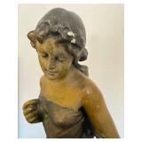 BR - Vintage Ceramic Sculpture- Female Figure on Rock