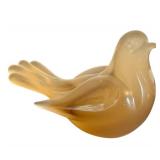 DR - Amber & Beige Glass Bird Figurines Set - 3-Piece with Rock Base
