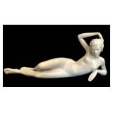 DR - Metzler & Ortloff Nude Reclining Porcelain Figurine - German Art Deco,