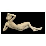 DR - Metzler & Ortloff Nude Reclining Porcelain Figurine - German Art Deco,