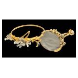 DR - Bracelet With 3.25-In Magnifying Glass - Vintage Floral Gold-Tone