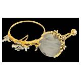 DR - Bracelet With 3.25-In Magnifying Glass - Vintage Floral Gold-Tone